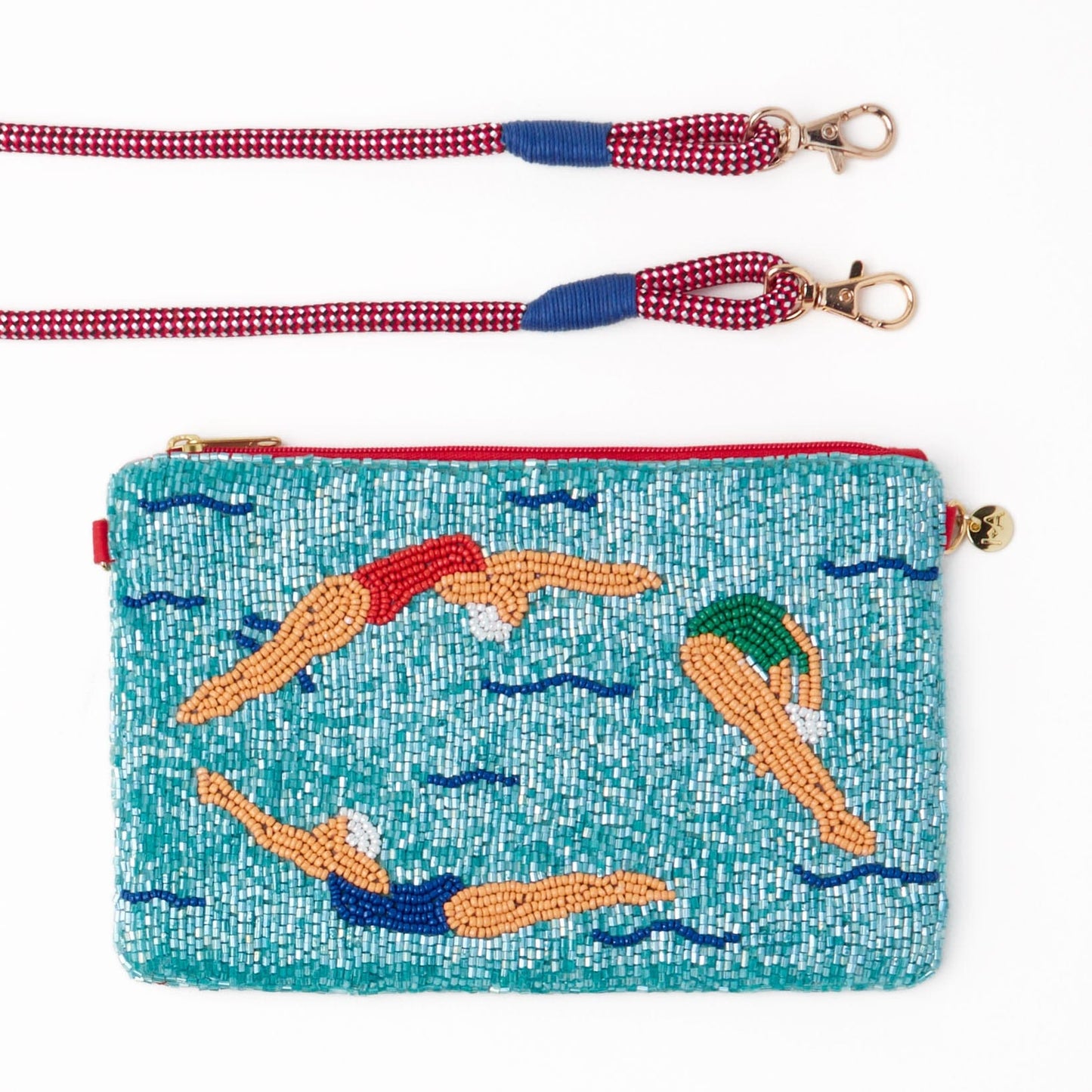 Leila Swimmers Seed Bead Clutch With Strap Crossbody