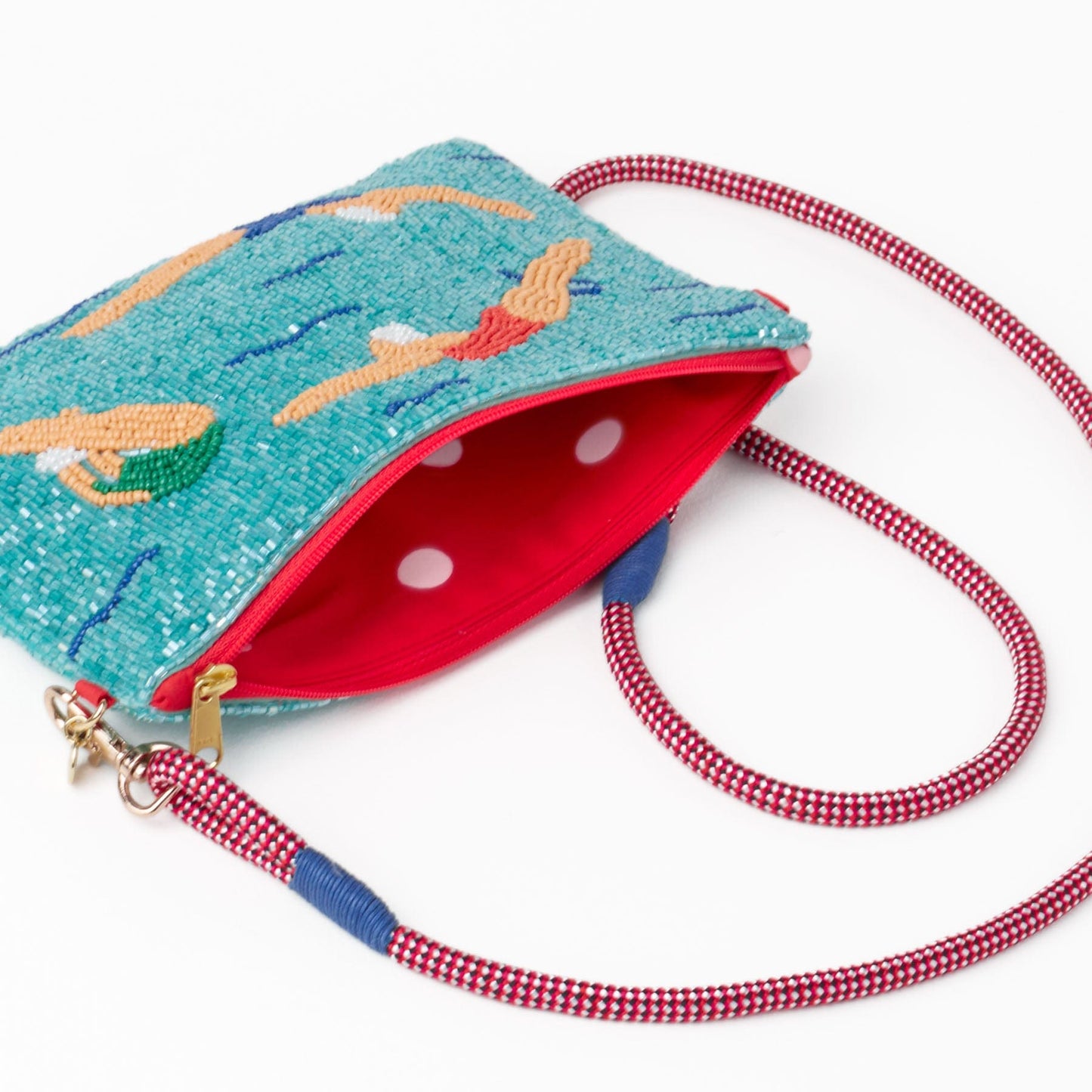 Leila Swimmers Seed Bead Clutch With Strap Crossbody