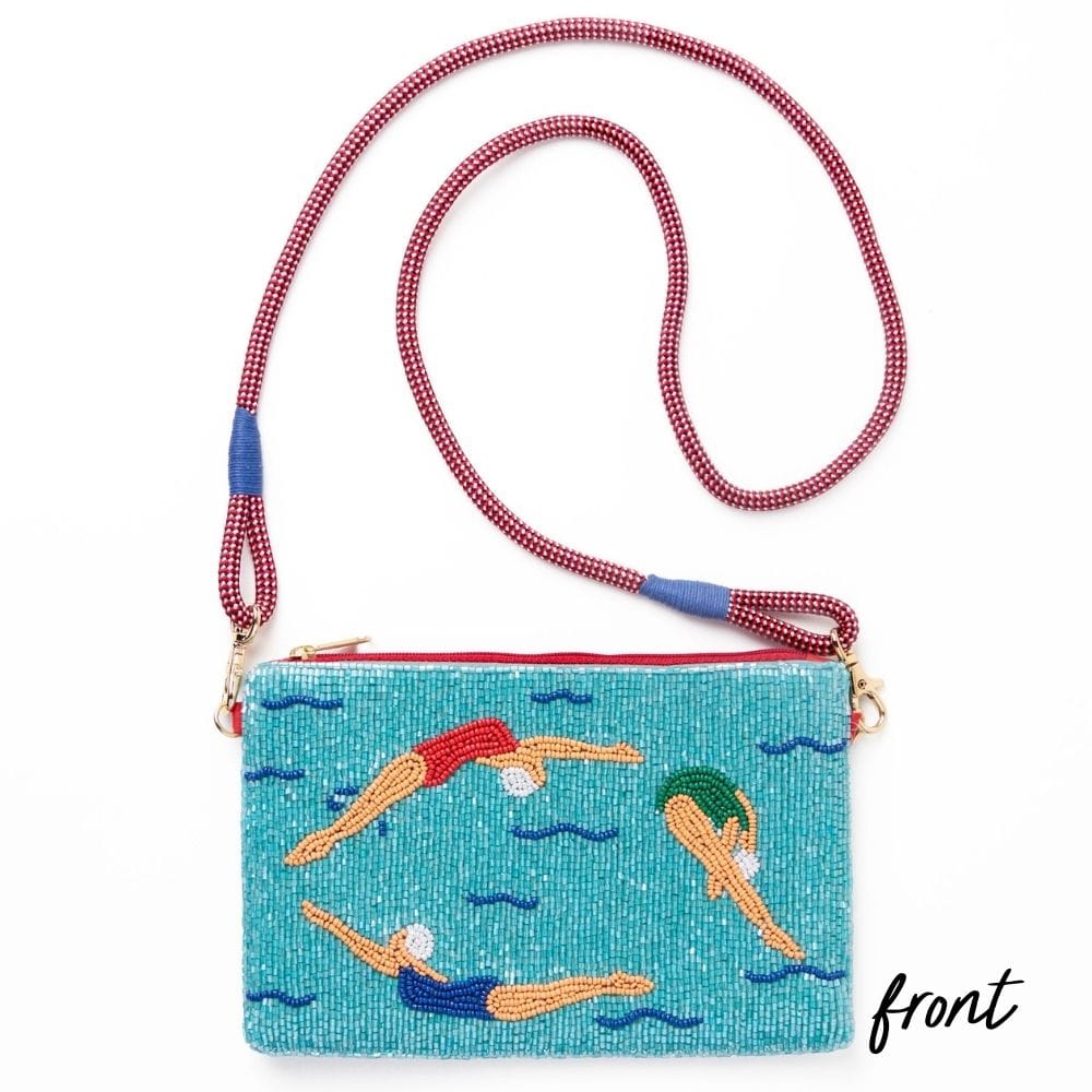 Leila Swimmers Seed Bead Clutch With Strap Bag