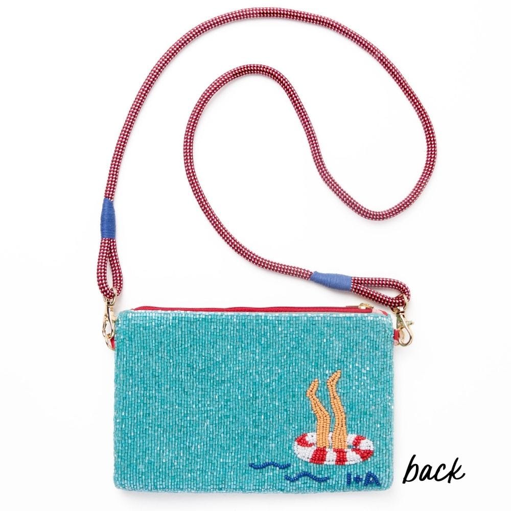 Leila Swimmers Seed Bead Clutch With Strap Bag