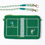 Leila Tennis Seed Bead Clutch With Strap Crossbody