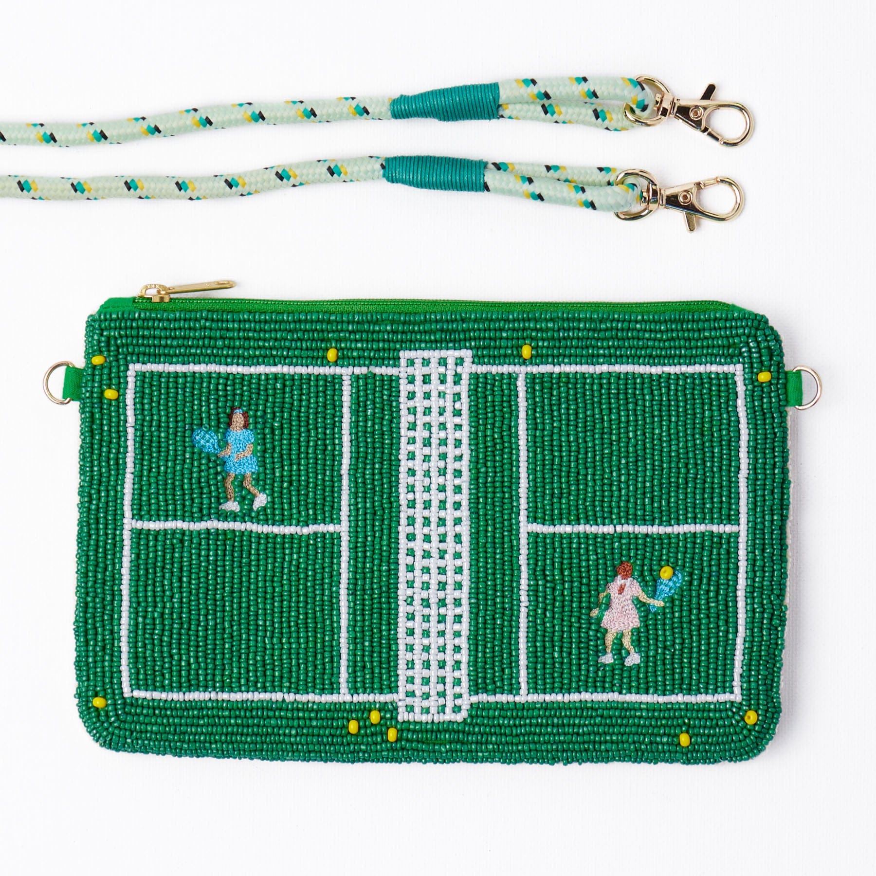 Leila Tennis Seed Bead Clutch With Strap Crossbody