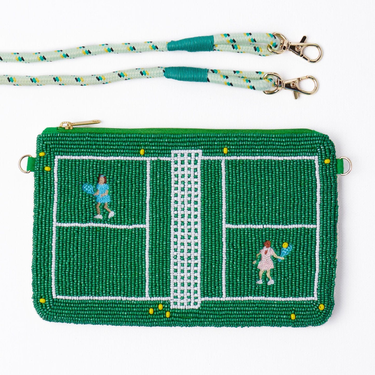 Leila Tennis Seed Bead Clutch With Strap Crossbody