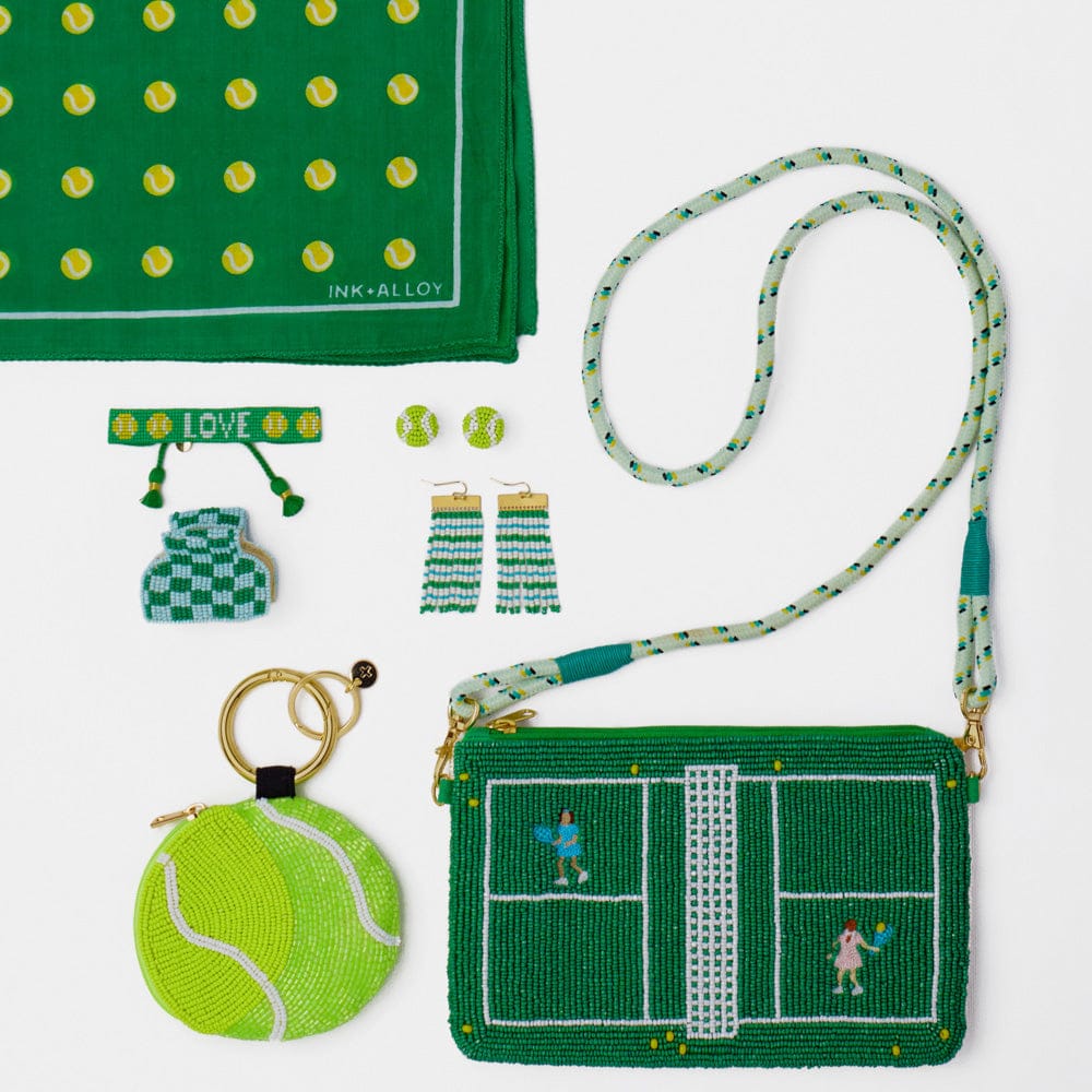 Leila Tennis Seed Bead Clutch With Strap Crossbody