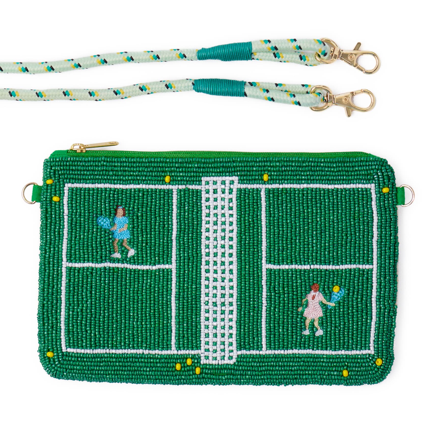 Leila Tennis Seed Bead Clutch With Strap Bag