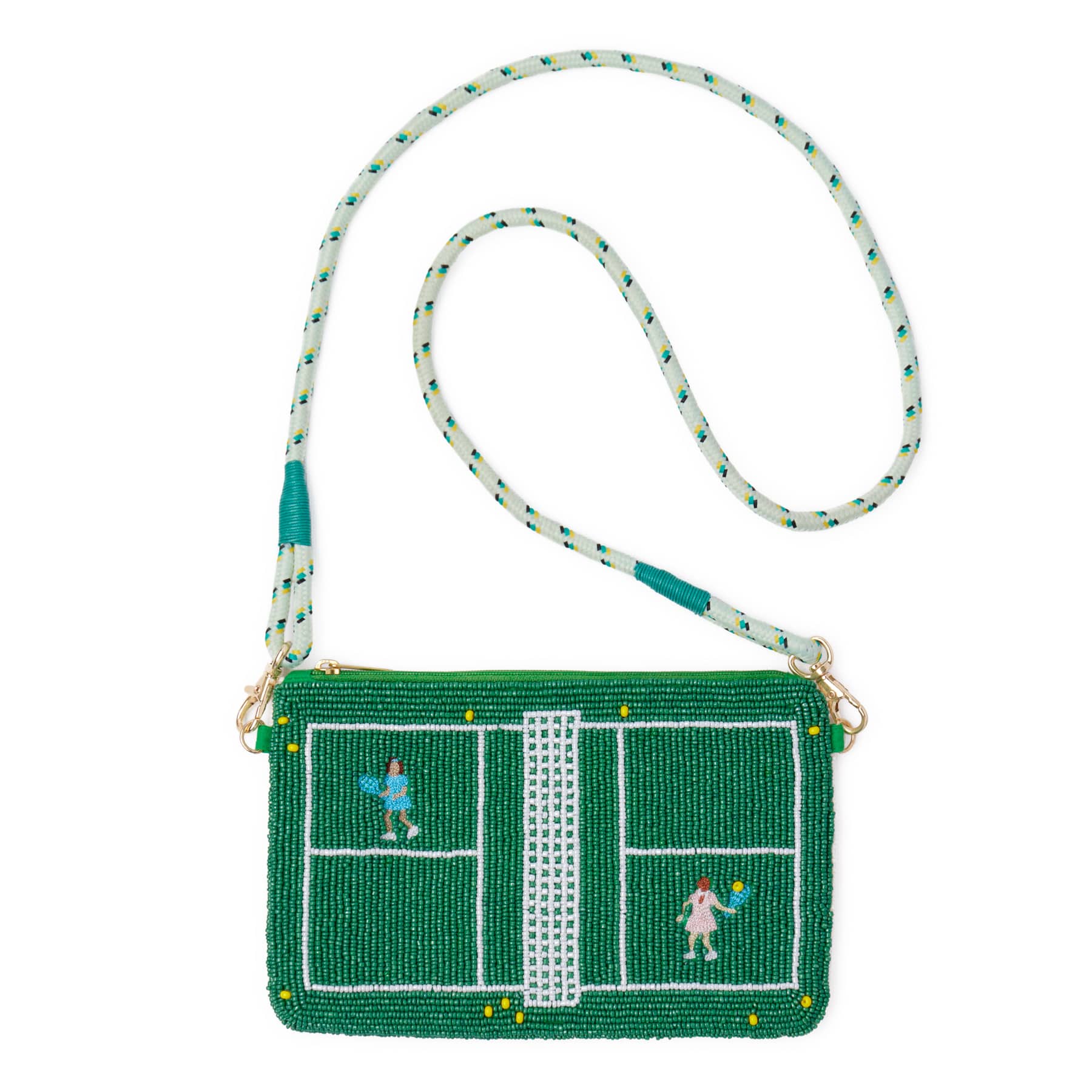 Leila Tennis Seed Bead Clutch With Strap Bag