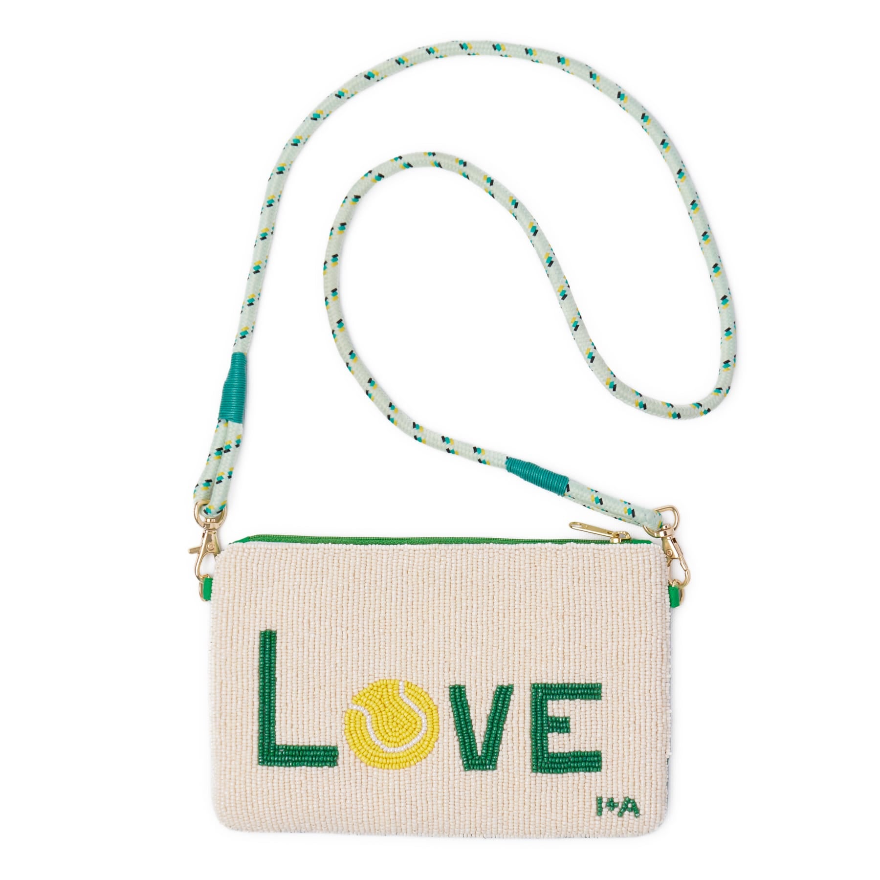 Leila Tennis Seed Bead Clutch With Strap Bag