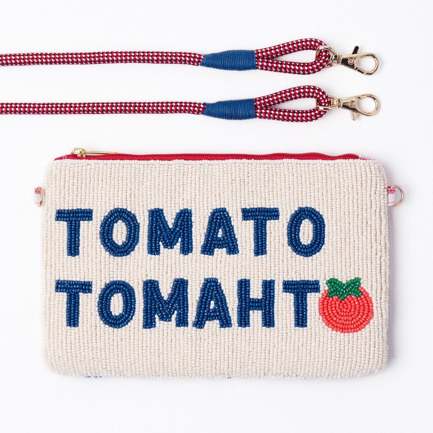 Leila Tomato Tomahto Seed Bead Clutch With Strap Crossbody