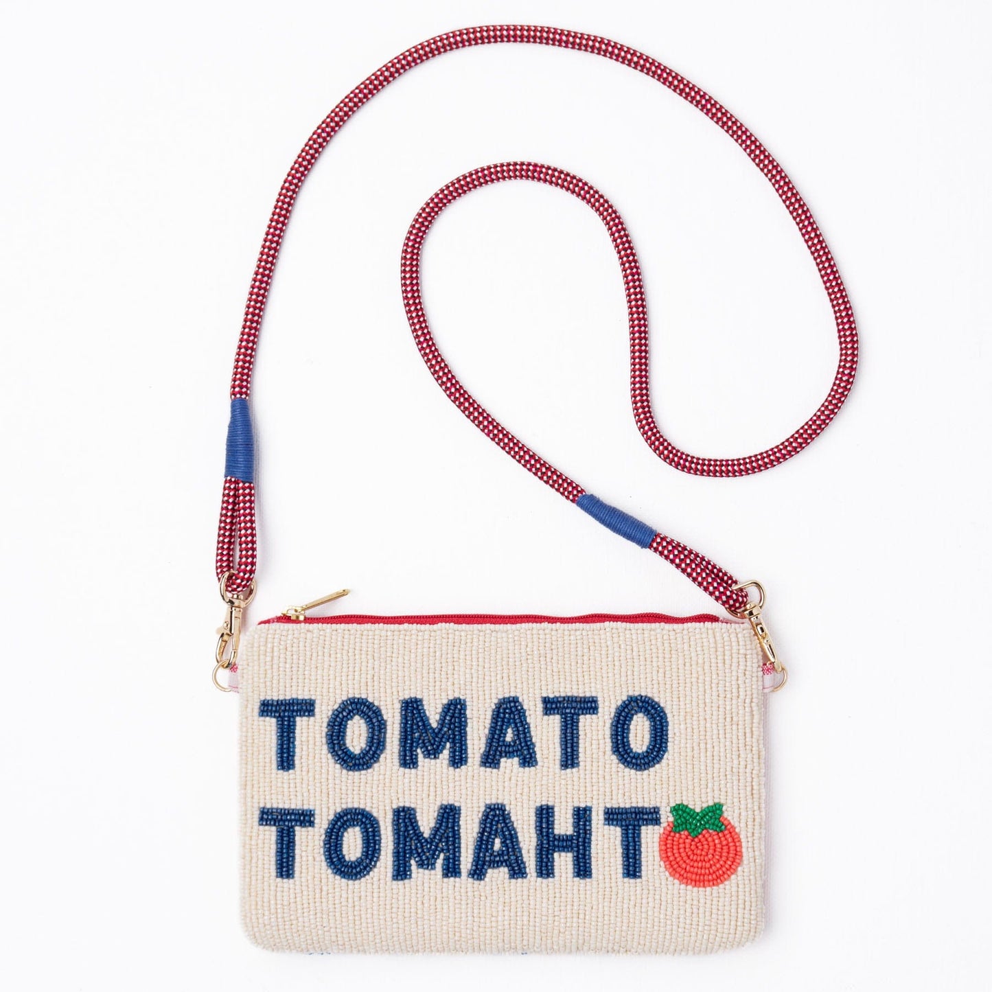 Leila Tomato Tomahto Seed Bead Clutch With Strap Crossbody