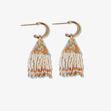 Leta Mini Gold Hoop Confetti Top And Stripe Short Fringe Earrings Amalfi