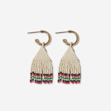 Leta Mini Gold Hoop Solid With Multi-Stripe Bottom Beaded Fringe Earrings St. Tropez
