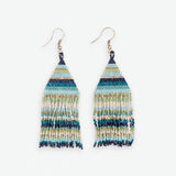 Lexie Horizontal Stripe Beaded Fringe Earrings Blue Earrings