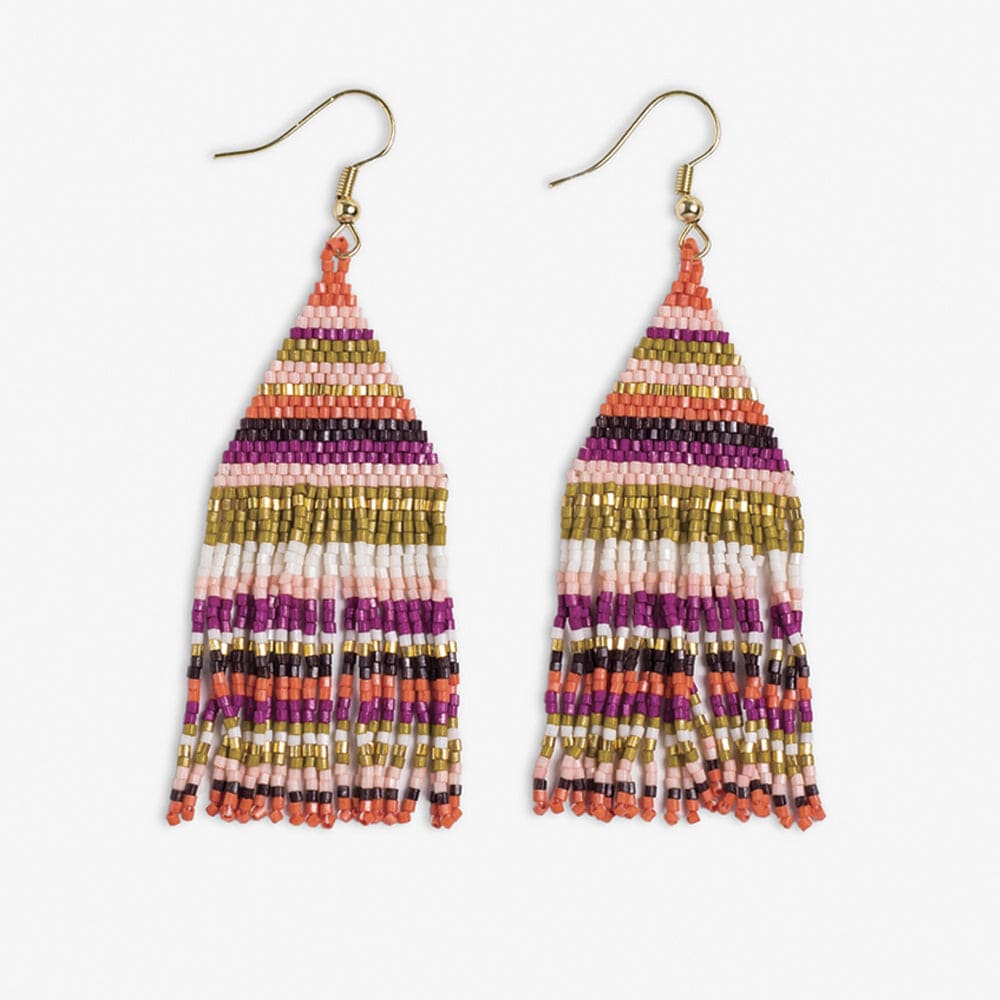 Lexie Horizontal Stripe Beaded Fringe Earrings Jaipur