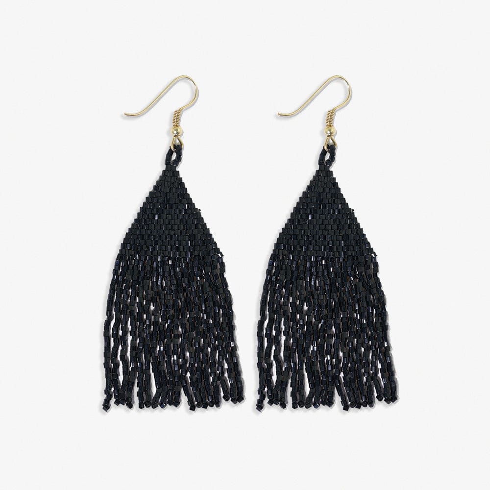Lexie Solid Beaded Fringe Earrings Black Earrings
