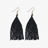 Lexie Solid Beaded Fringe Earrings Black Earrings