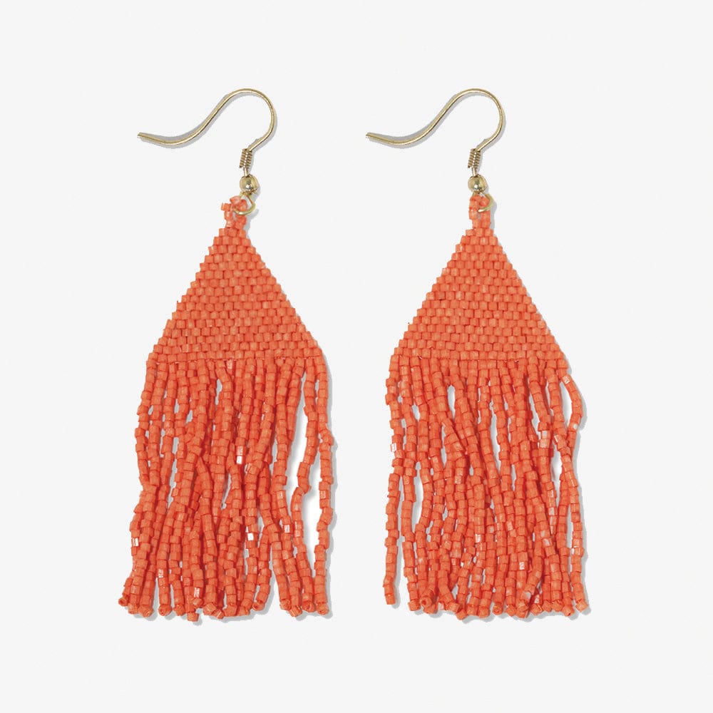 Lexie Solid Beaded Fringe Earrings Coral