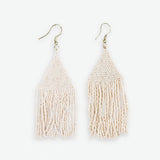 Lexie Solid Beaded Fringe Earrings Cream Earrings
