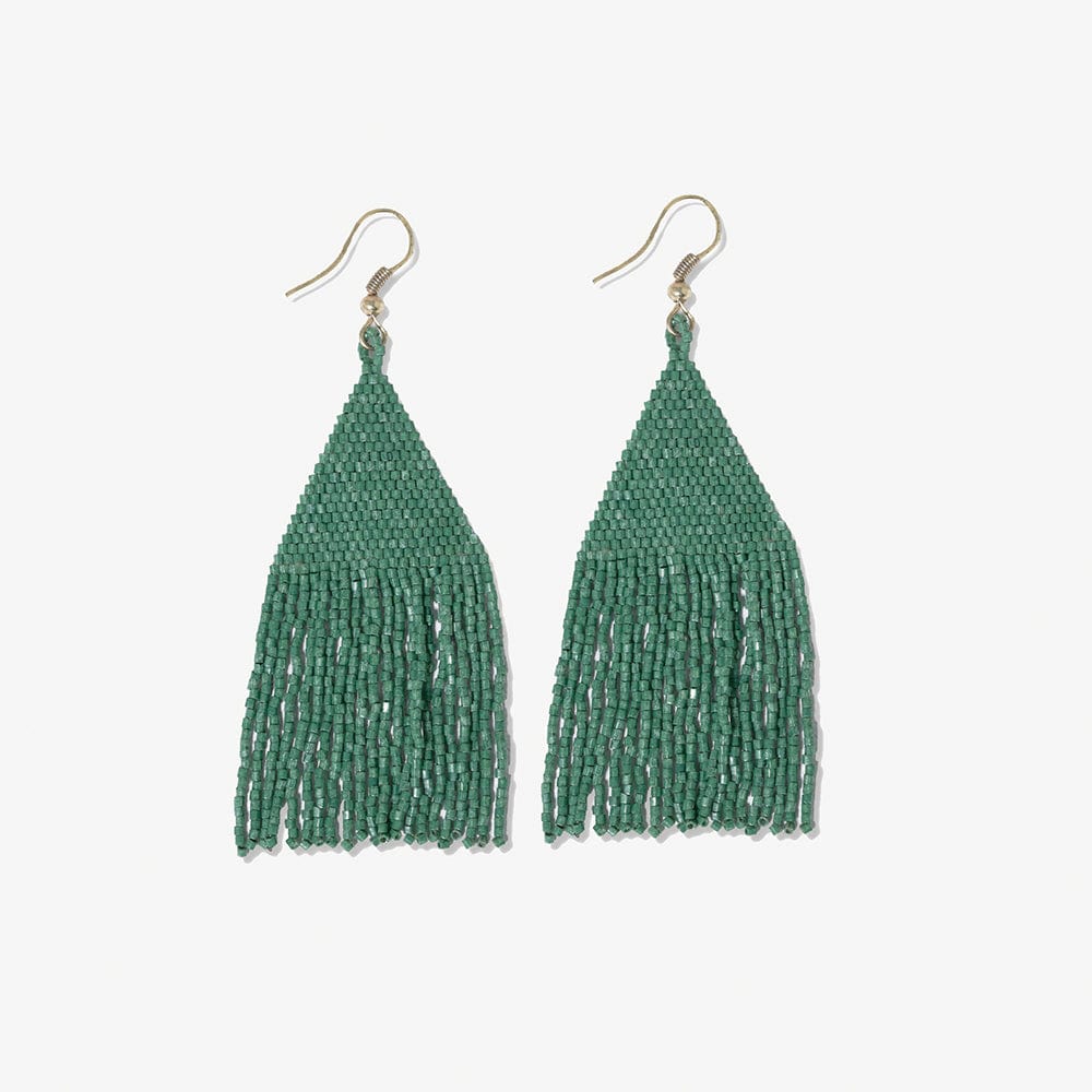 Lexie Solid Beaded Fringe Earrings Emerald Green Earrings