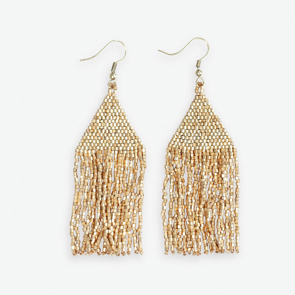 Lexie Solid Beaded Fringe Earrings Gold Earrings