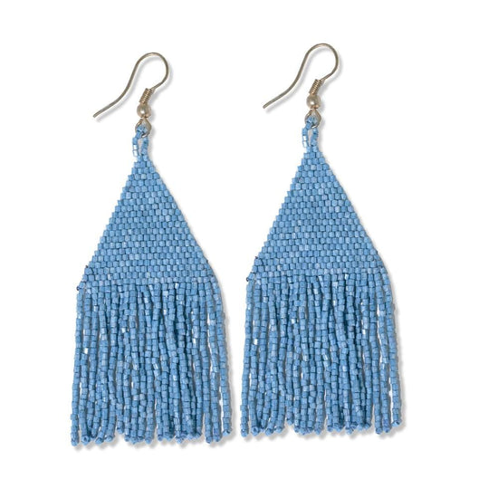 Lexie Solid Beaded Fringe Earrings Light Blue Earrings