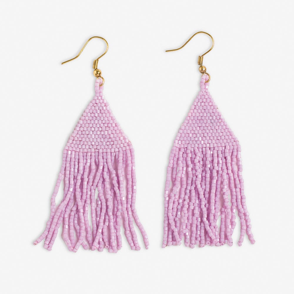 Lexie Solid Beaded Fringe Earrings Light Lavender