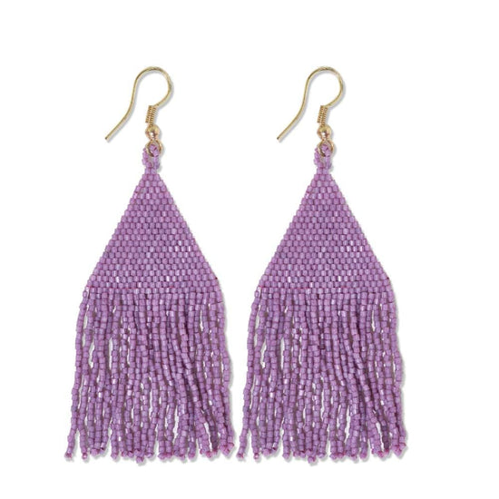 Load image into Gallery viewer, Lexie Solid Beaded Fringe Earrings Lilac Earrings
