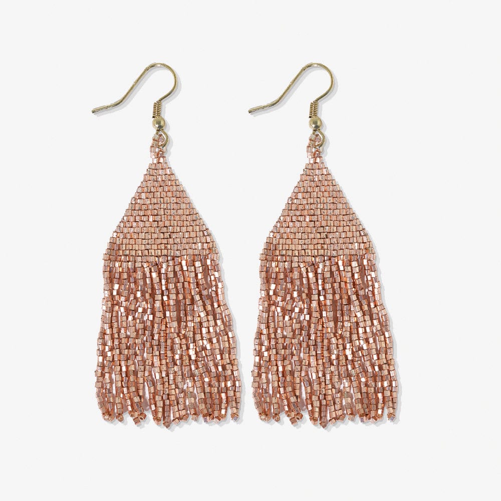 Lexie Solid Beaded Fringe Earrings Rose Gold Earrings