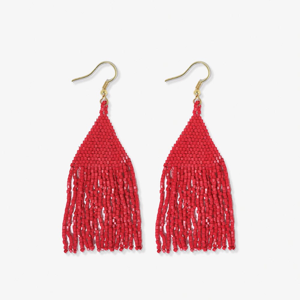 Lexie Solid Beaded Fringe Earrings Scarlet Red Earrings