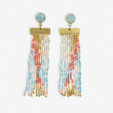 Lilah Semi-Precious Stone Post With Organic Shapes Beaded Fringe Earrings Amalfi