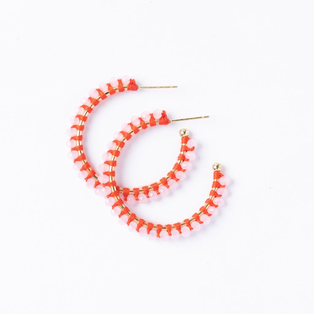 Lillian Crystal Threaded Beads Hoop Pink Hoops