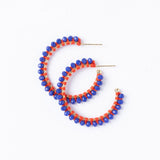 Lillian Crystal Threaded Beads Hoop Royal Blue Hoops