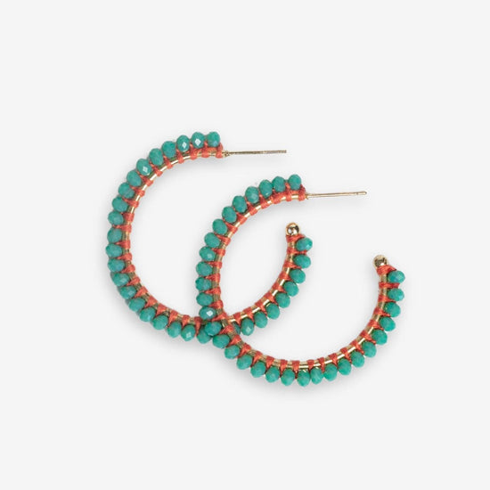 Lillian Crystal Threaded Beads Hoop Turquoise SMALL HOOP