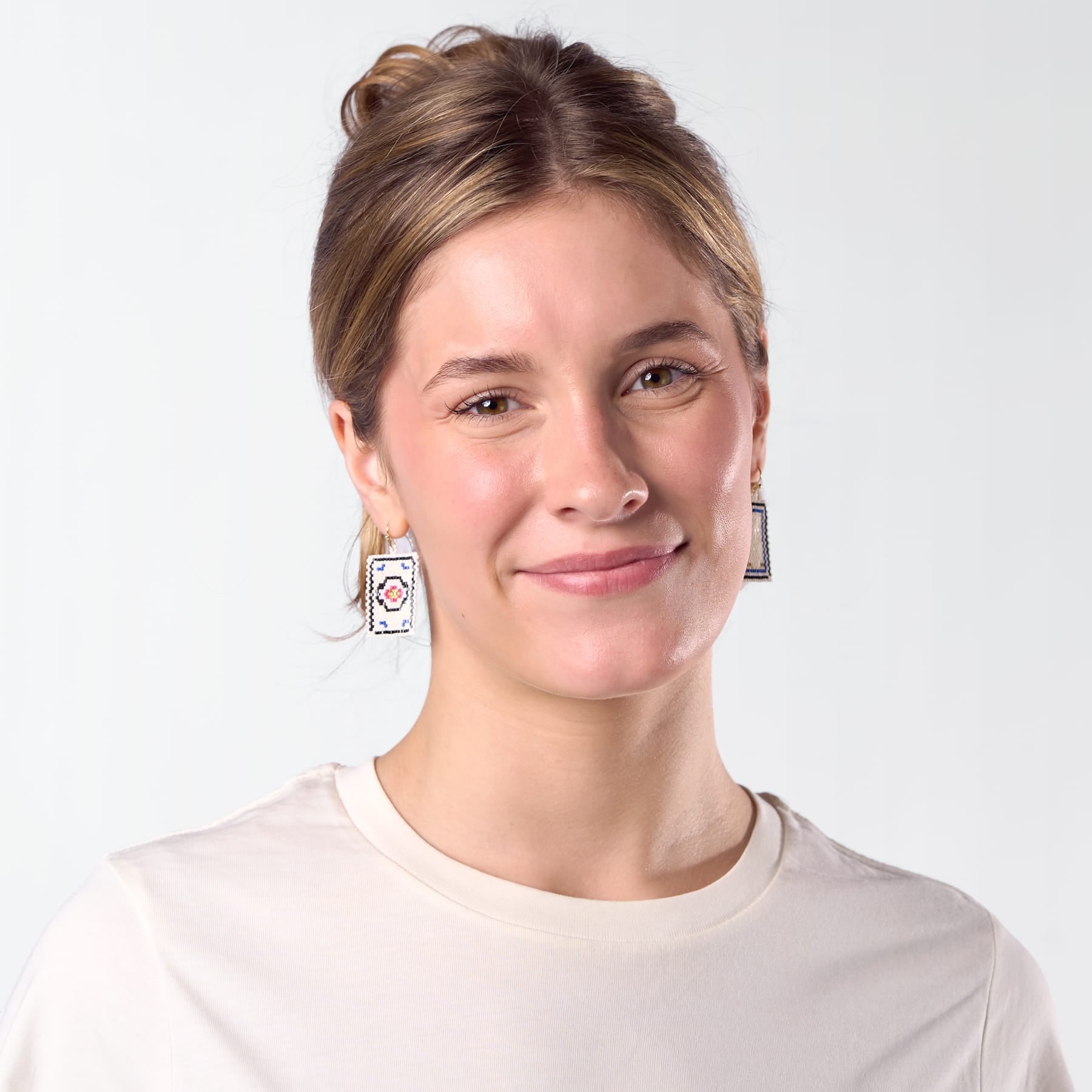 Lily Beaded Mahjong Earrings Circle Dangle