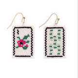 Lily Beaded Mahjong Earrings Flower Dangle