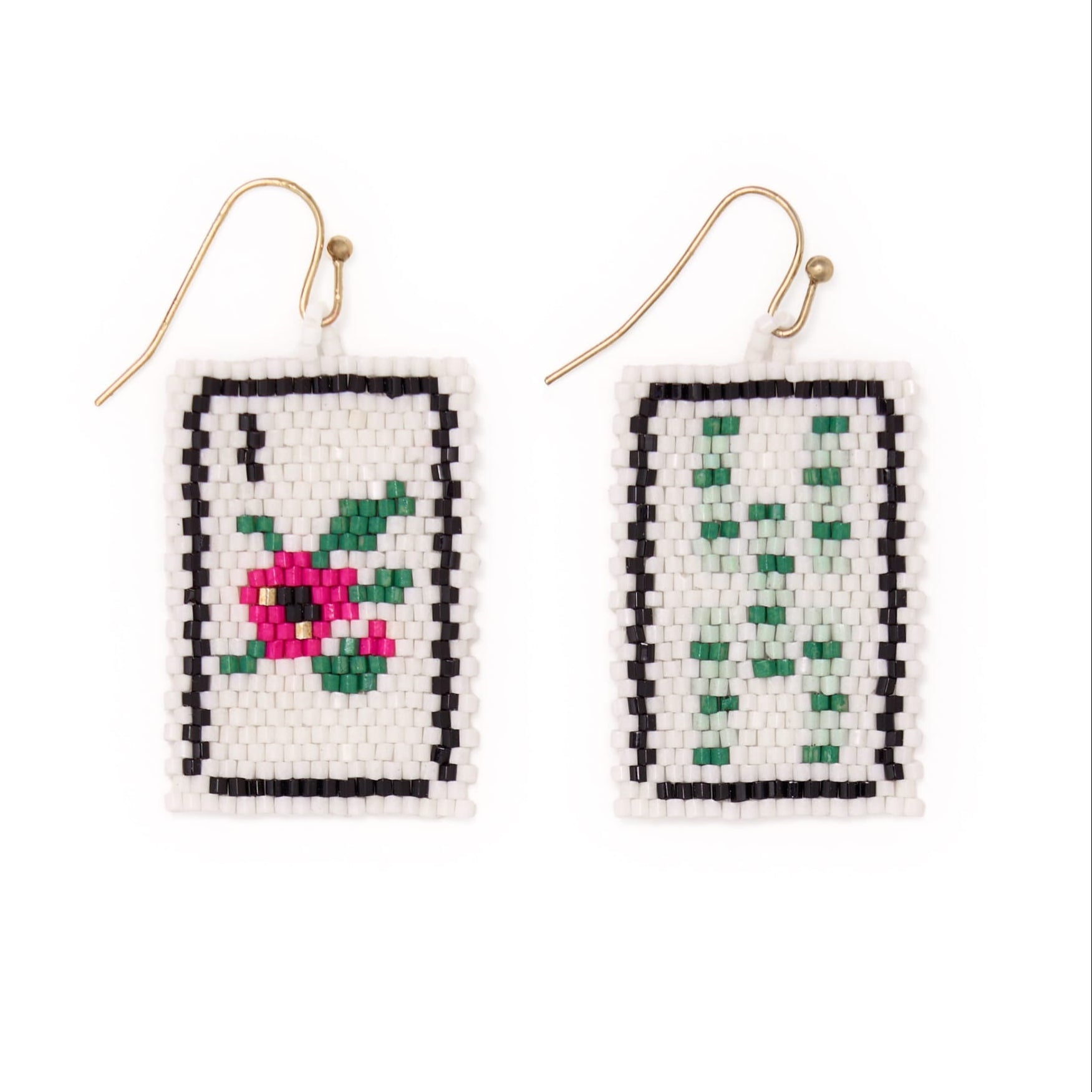 Lily Beaded Mahjong Earrings Flower Dangle