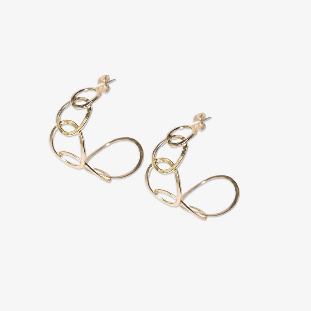 Lindsey Overlapping Chain Link Hoop Earrings Brass SMALL HOOP