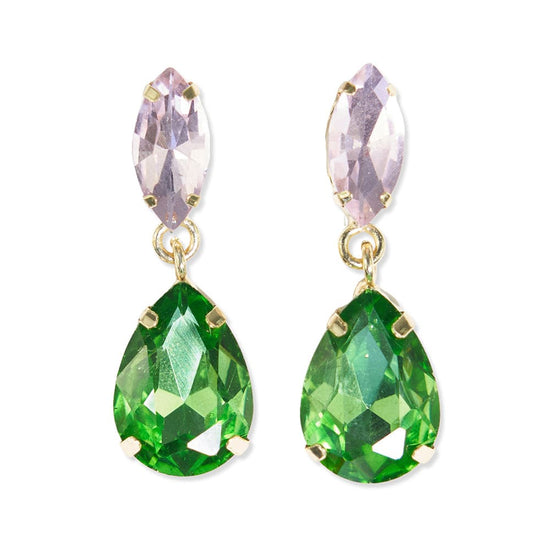 Load image into Gallery viewer, Lizzie Two Color Dangle Earrings Green Earrings
