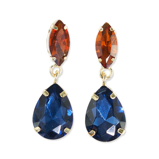 Navy Blue Earrings Long Rhinestone Crystal Pageant Dangle Drop Pierced  3.25” | eBay