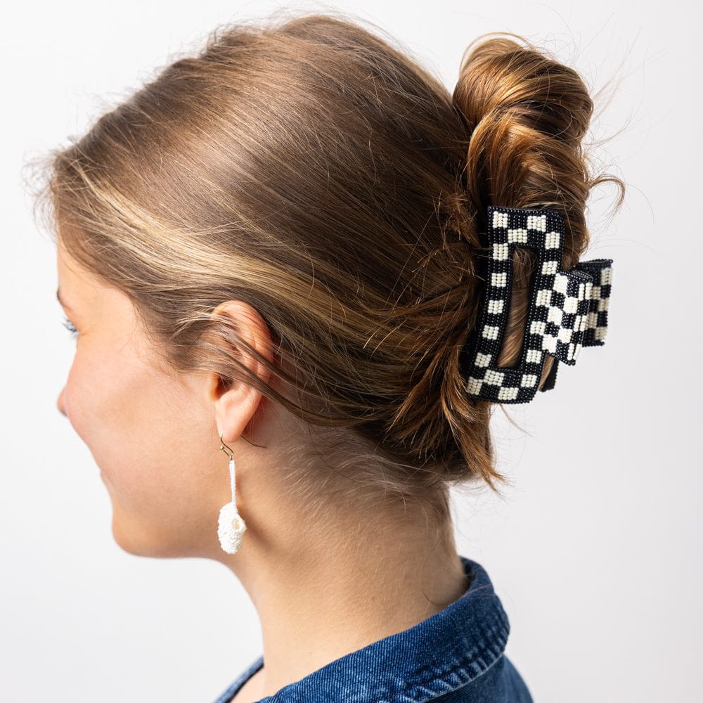 Black and White Hair Clip Jumbo Two-Tone Claw Hair Clip - Universal Thread™ Black  main image 2