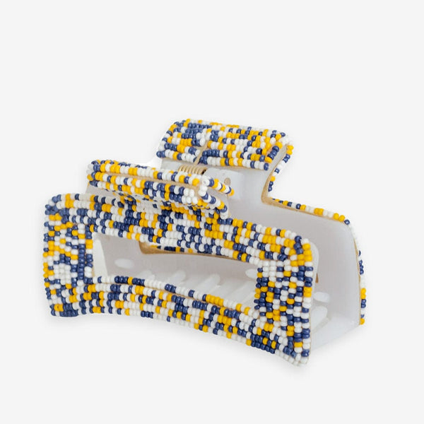 Lola Game Day Confetti Beaded Hair Claw Clip Navy and Yellow  display picture 1
