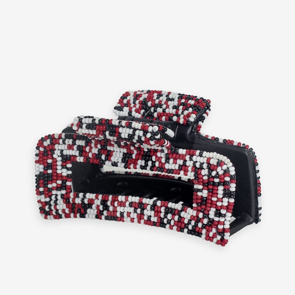 Lola Game Day Confetti Beaded Hair Claw Clip Red and Black