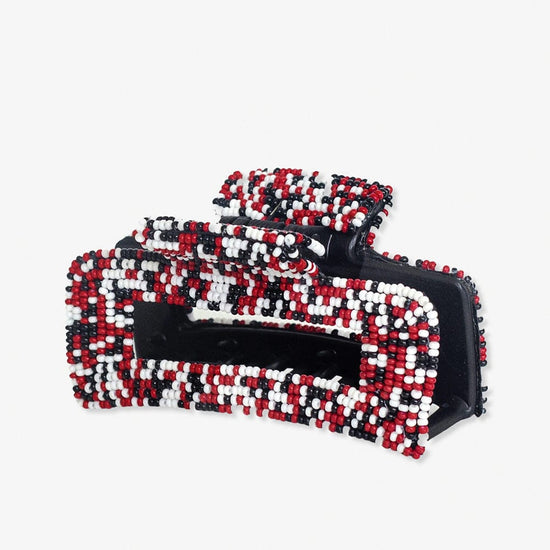 Lola Game Day Confetti Beaded Hair Claw Clip Red and Black Hair Accessory