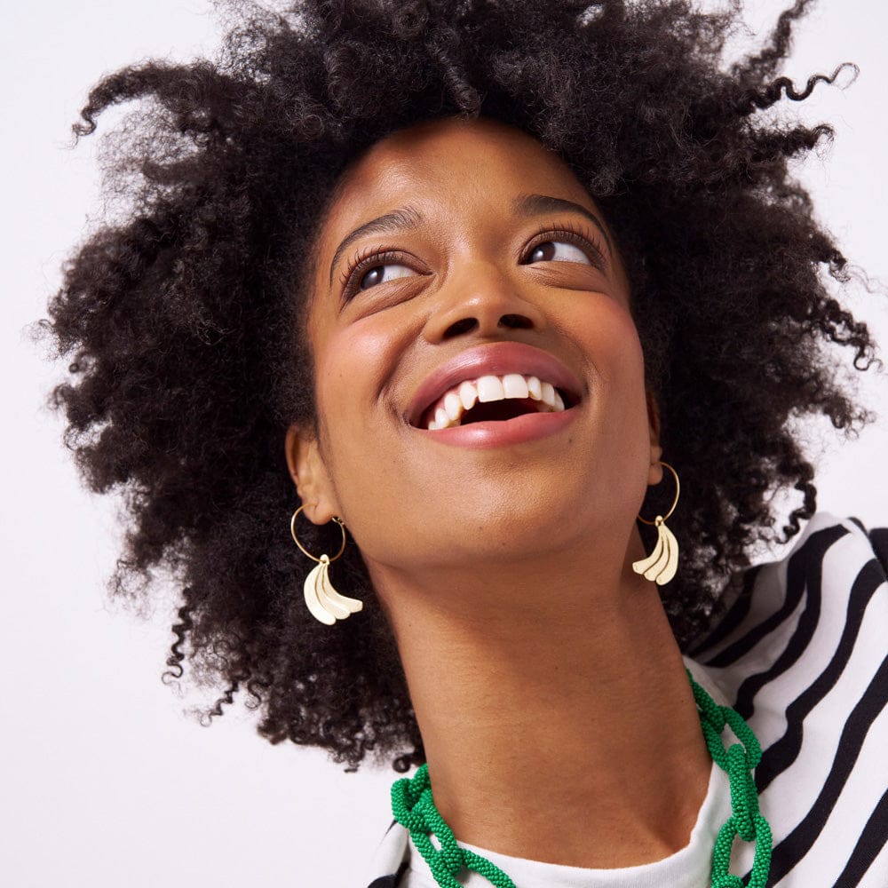 Loretta Banana Hoop Earrings Brass Hoop