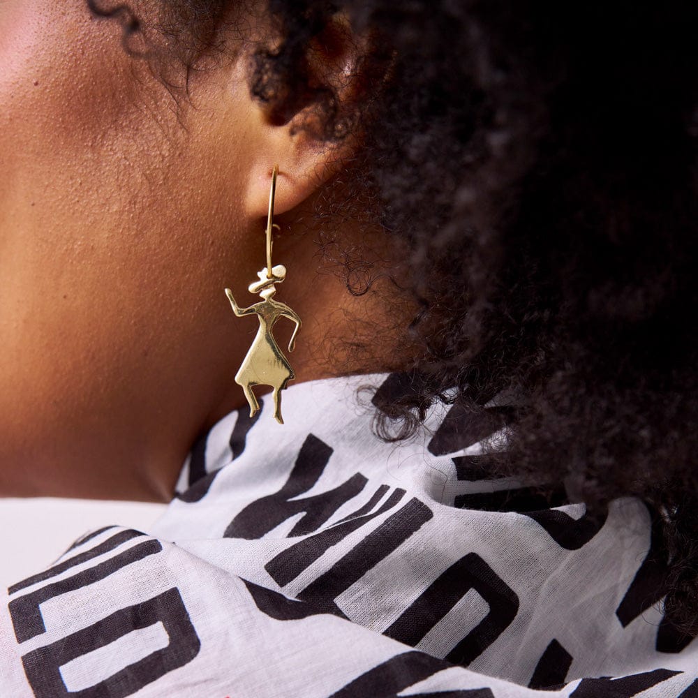 Loretta Cowgirl Hoop Earrings Brass Hoop