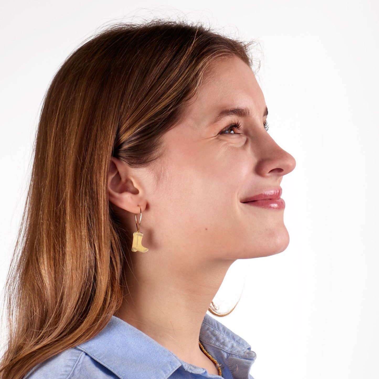 Loretta Western Boot + Hat Hoop Earrings Brass Hoop