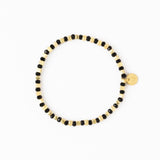 Louise Crystal Stretch Bracelet Black + Gold Stretch