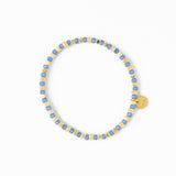 Louise Crystal Stretch Bracelet Blue + Gold Stretch