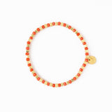 Louise Crystal Stretch Bracelet Coral + Gold Stretch