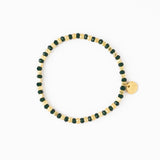 Louise Crystal Stretch Bracelet Green + Gold Stretch