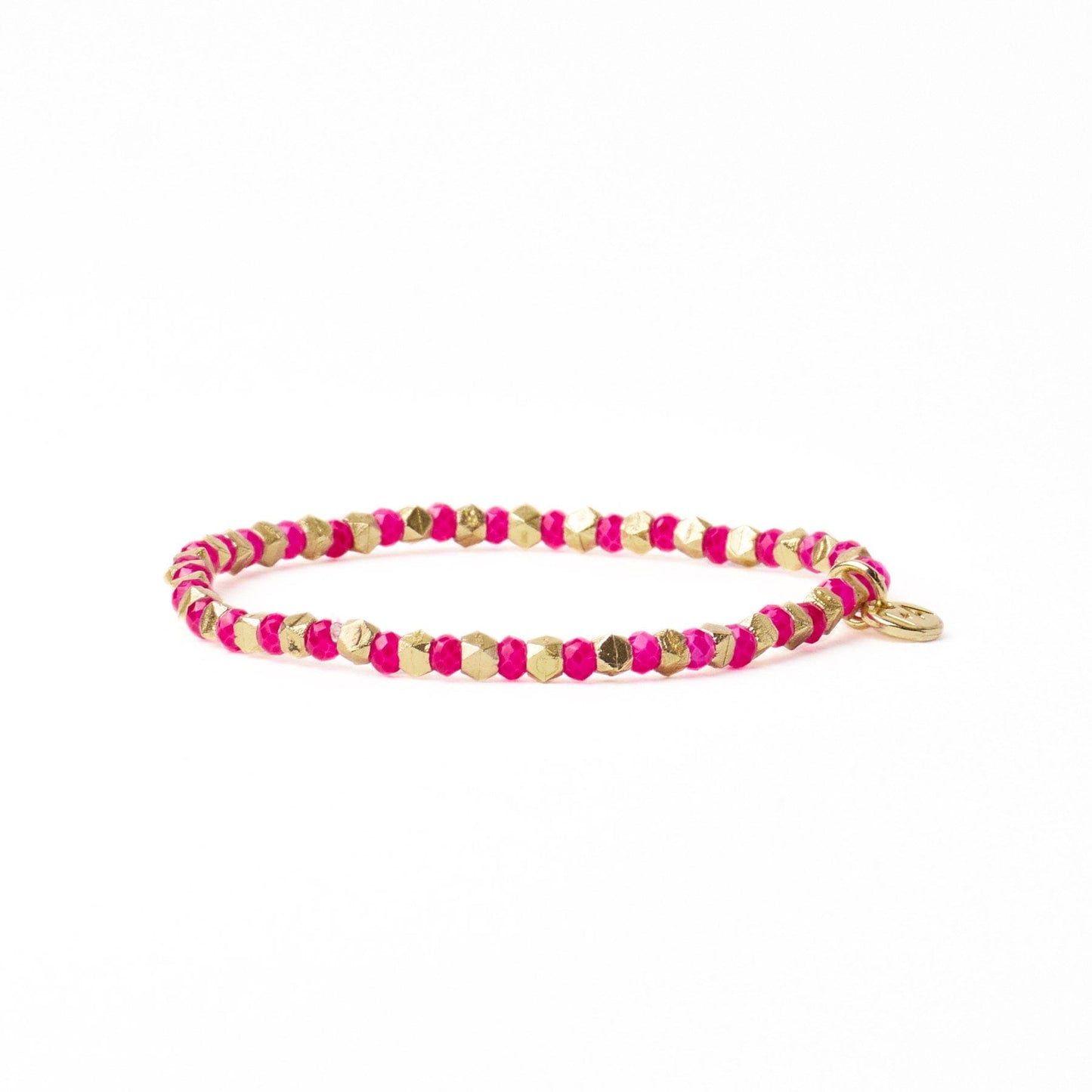 Louise Crystal Stretch Bracelet Hot Pink + Gold Stretch